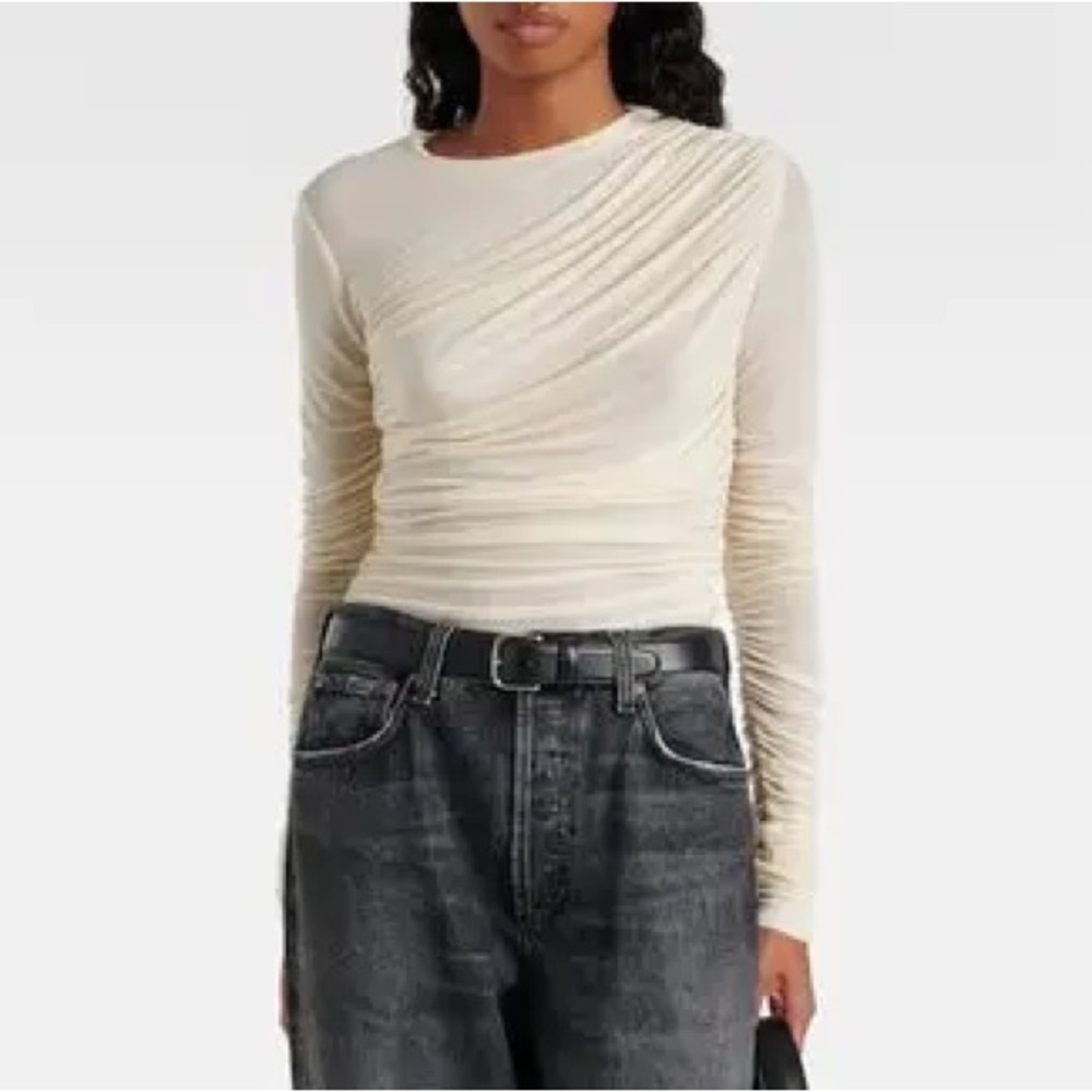 Agolde Tania Ruched Top Off White XL NWOT